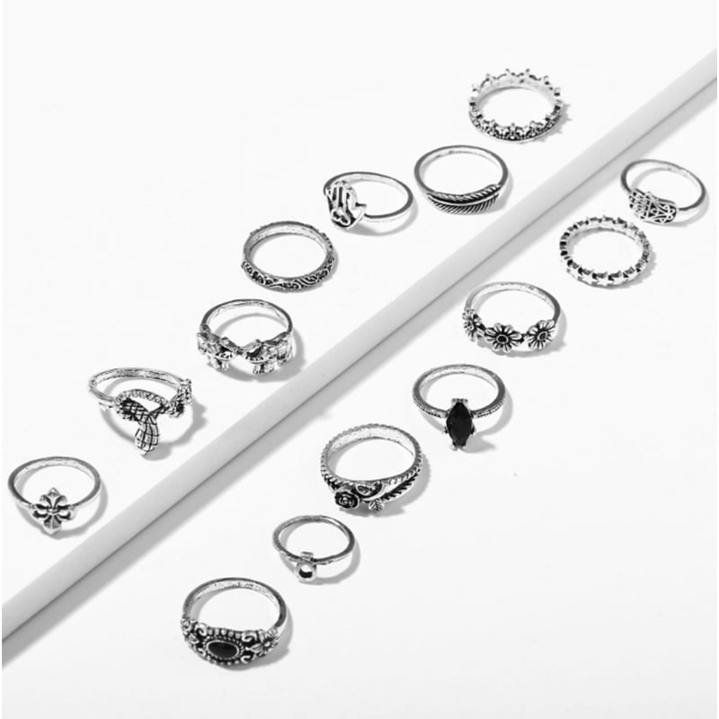 14 Pieces Everyday Wear Animal Inspired Ring Set for Women - Image 4