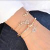 4 Pieces Leaf and Diamond Themed Bracelet Set
