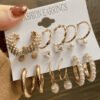9 pairs Trendy Everyday Use Minimal Pearl Earrings Set