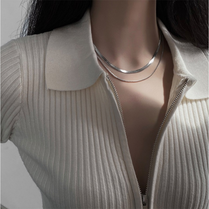 Double Layer Sleek Chain Themed Everyday Wear Necklace - Image 2