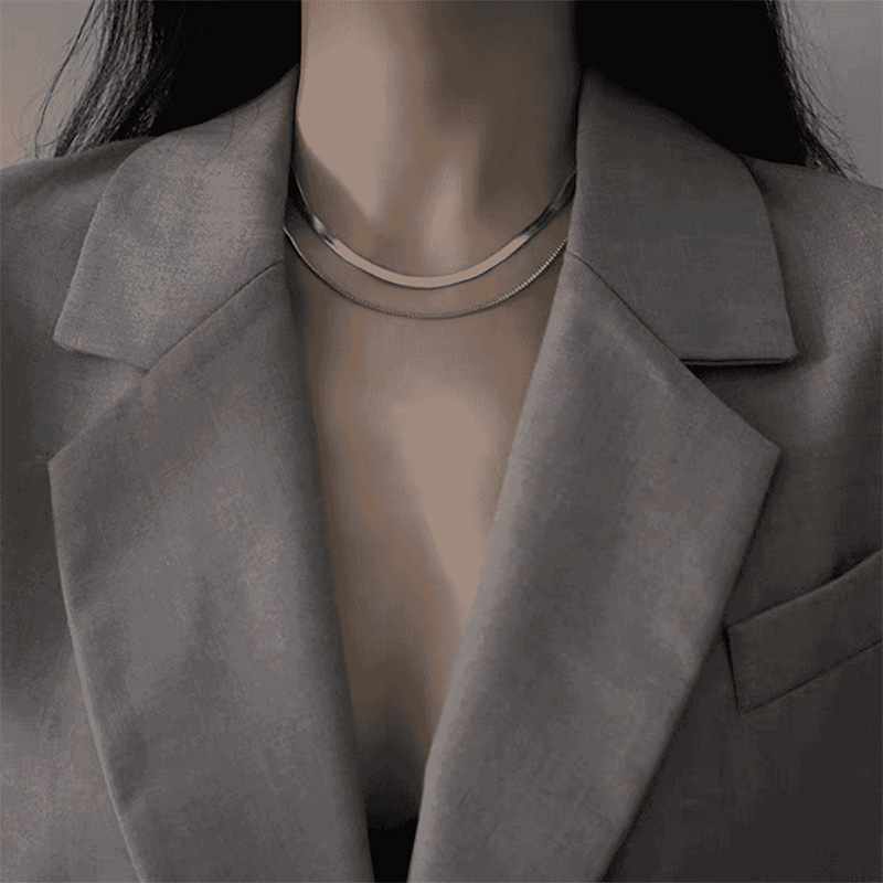 Double Layer Sleek Chain Themed Everyday Wear Necklace