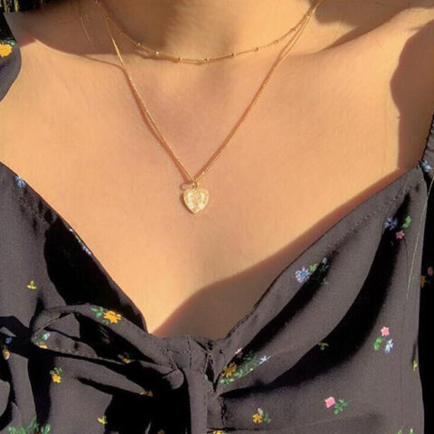 2 Layer England Queen Inspired Aesthetic Pendant Pinterest Necklace Dainty and Minimal Necklace