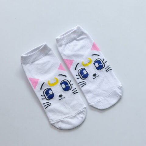 1 Pair Cute Print Anime Sailor Moon Sock Ankle Socks Character Artemis Cute Cat for Men Women