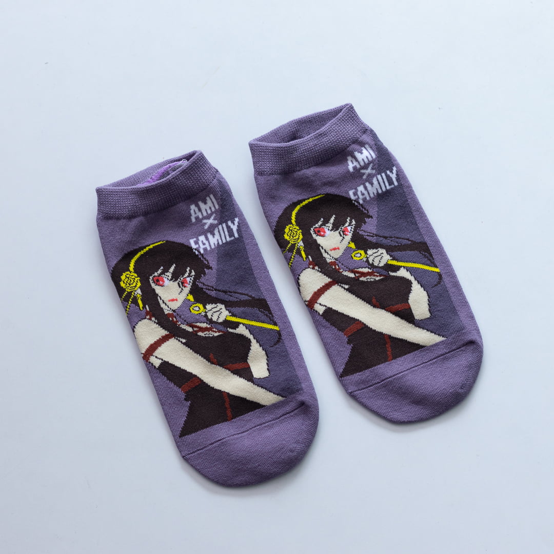 Trendy Design Cosplay Japanese Anime Spy X Family Yor Character Ankle Socks for Women Men