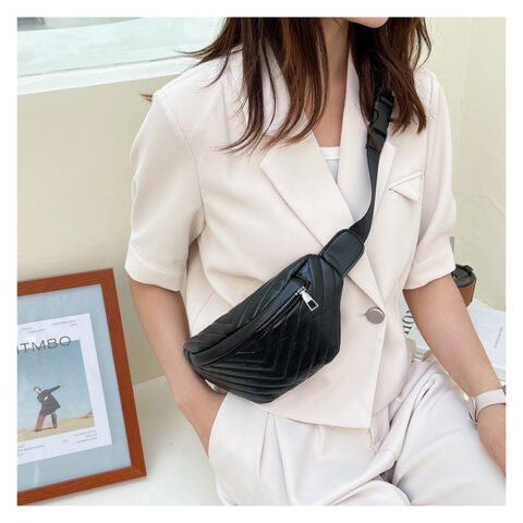 Quilted Faux Leather Belt Bag Trendy Waist Chestbag for Women