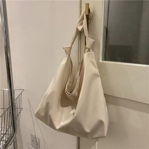 Large Capacity Korean Style Knotted Casual Shoulder Bag Retro Handbag for Women