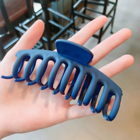 1 Piece Blue Matte Big Size Hair Claw Clip For Women