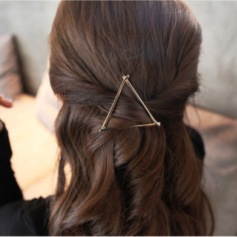 Simple Gold Triangle Hair Clip Korean Style Geometric Hair Clips Hairpin- 1pc