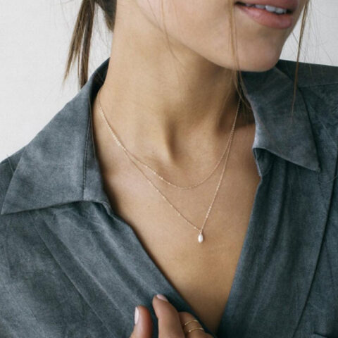 Double Layer Oval Pearl Designed Dainty and Minimal Necklace