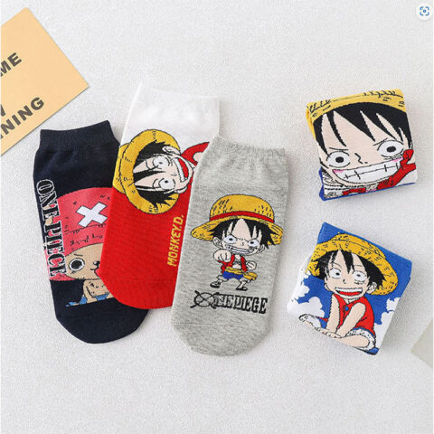 Trendy Design Anime One Piece Character Cosplay Themed Socks for Women Men Pack of 5