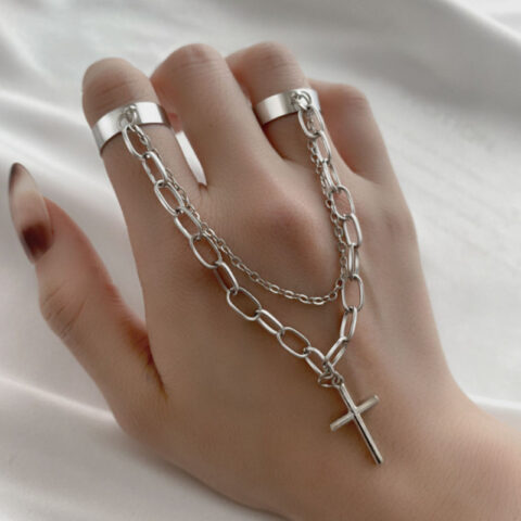 Chain Themed Punk Cross Inspired BTS Korean Unisex Ring