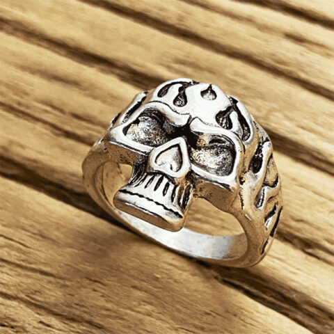 Skull Themed Chunky Devil Style Ring For Men