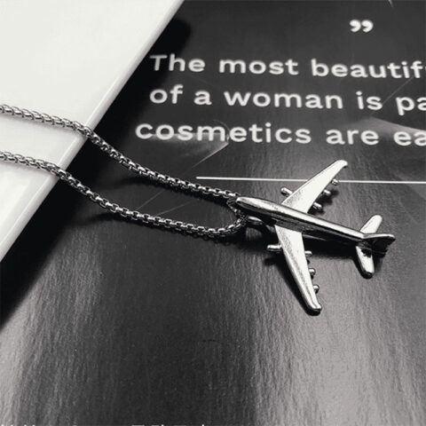 Unique Style Stainless Steel Necklace Metal Necklace with Aeroplan Themed Pendant for Men