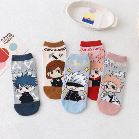 Trendy Design Anime Jujutsu Kaisen Character Cosplay Themed Socks for Women Men Pack of 5
