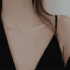 Double Heart Attached Simple and Minimal Heart Necklace