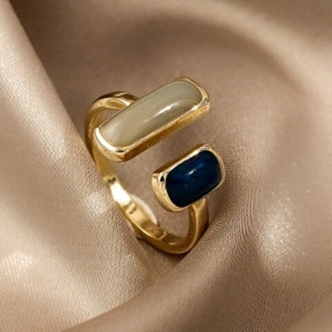Retro Korean Style Stone Diamond Adjustable Ring for Women