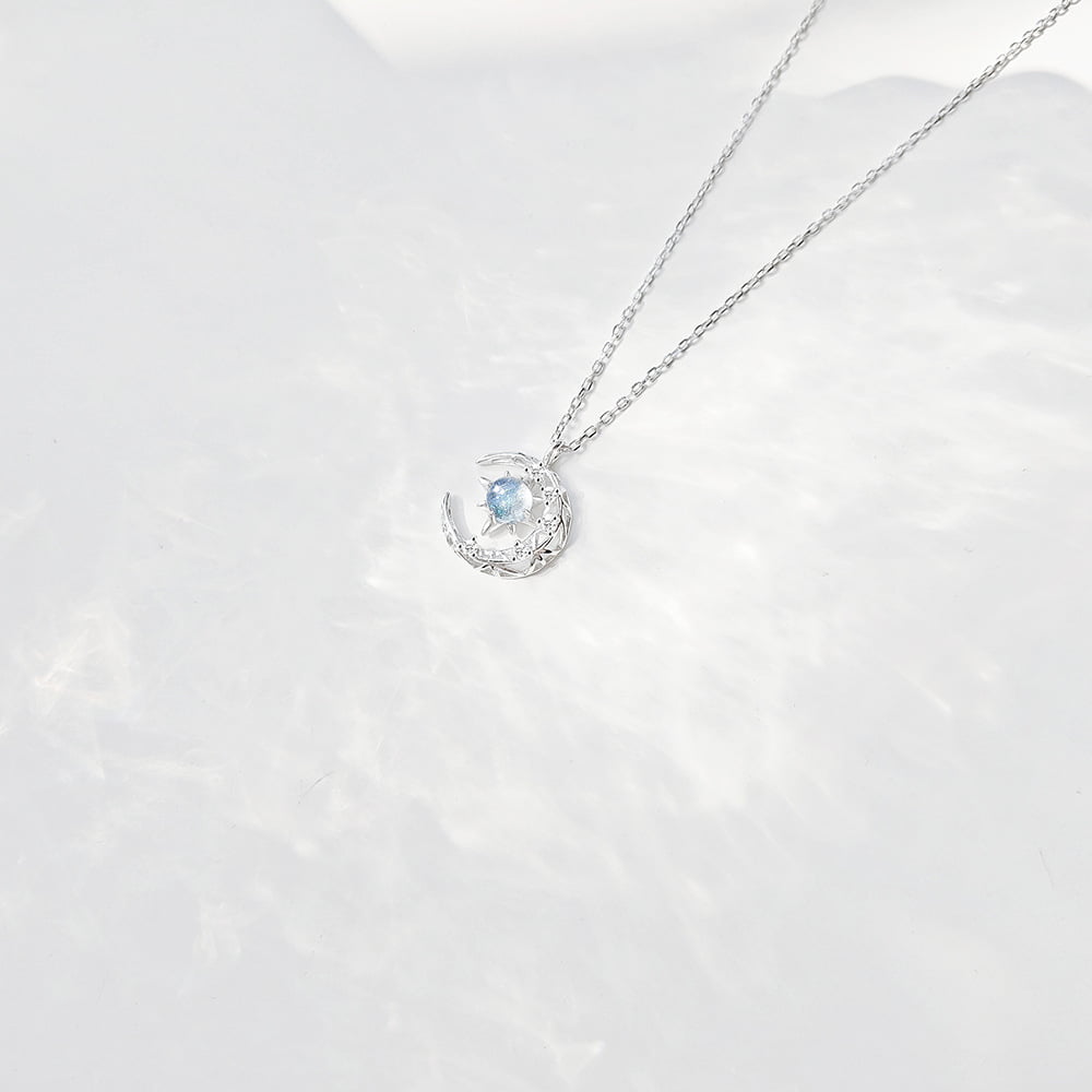 Fantasy Planet Starry Sky Glass Moon Dainty Necklace for Women - Image 2