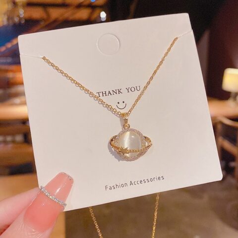 Titanium Steel Everyday Luxury Planet Saturn Dainty Necklace