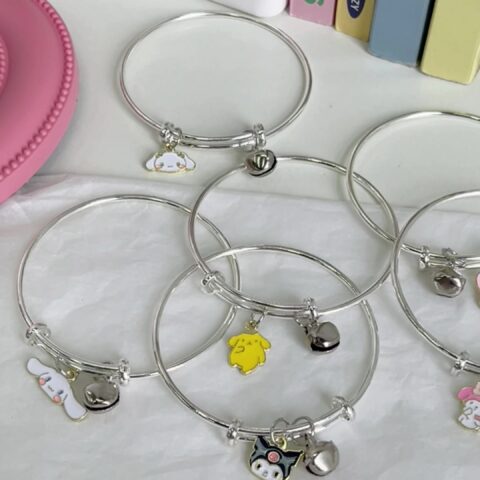 Kawai Sanrio Gudetama Inspired Pandora Style Bell Charm Bracelet For Women