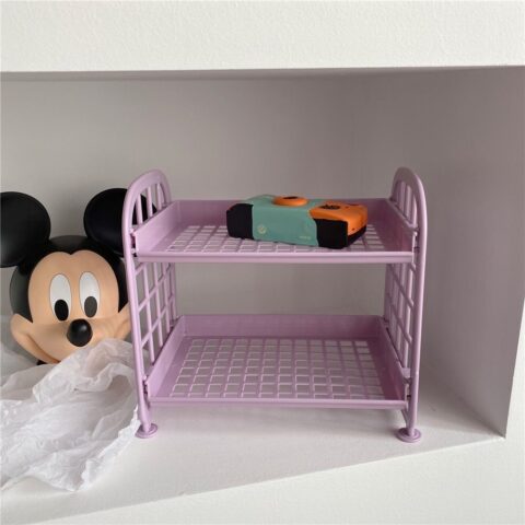 Kawai Desk Organizer Double Layer Folding Rack Cute Storage Accessories