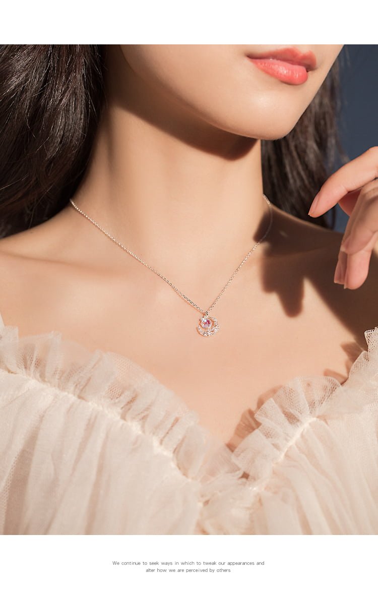 Fantasy Planet Starry Sky Glass Moon Dainty Necklace for Women - Image 5