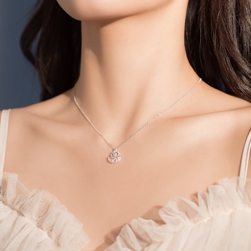Fantasy Planet Starry Sky Glass Moon Dainty Necklace for Women - Image 4