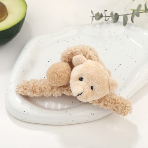 orean Cute Bear Plush Hairclip Claw Hairpin Cross Hair Accessorie