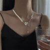 Unique design Pearl and Heart Chain Inspired Necklace for Women