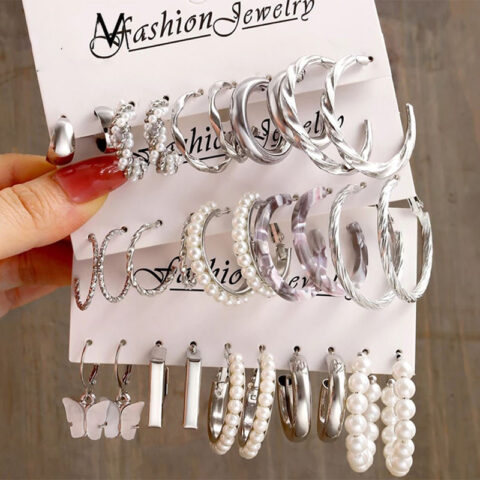 15 Pairs Unique BTS Inspired Silver Earrings Set For Women