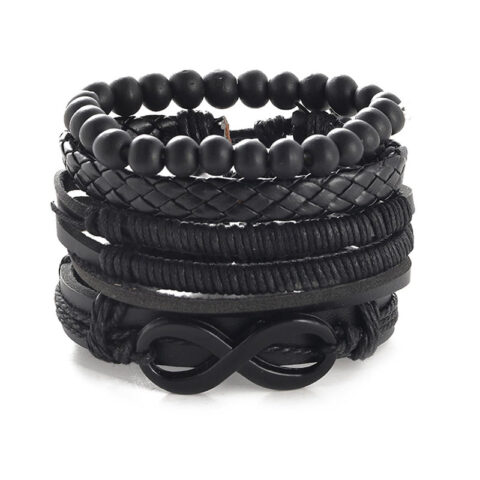 4 Layers Beads and Layer Inspired Infinity Themed Bracelet for Men