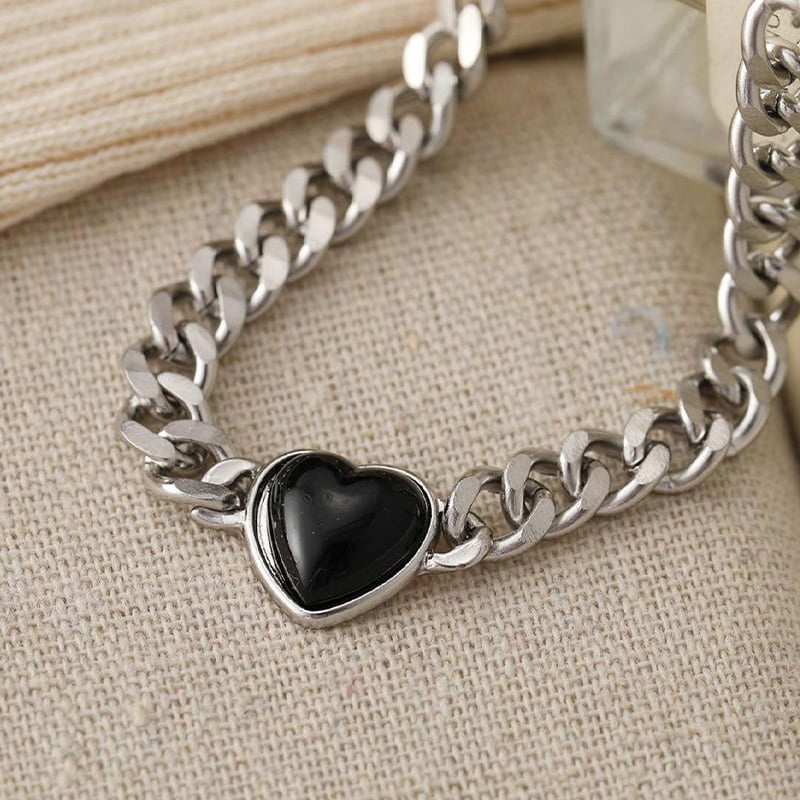 Punk Street Style Black Heart Themed Necklace BTS Inspired Unisex Necklace - Image 2