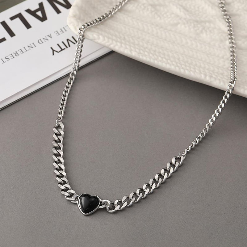 Punk Street Style Black Heart Themed Necklace BTS Inspired Unisex Necklace - Image 3