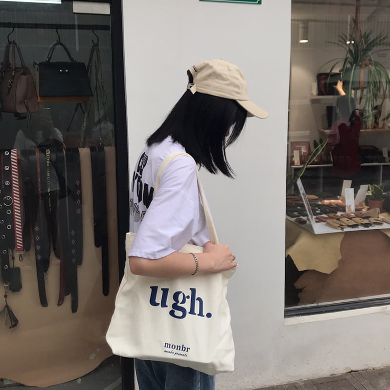 Korean Simple Ugh Canvas Tote Bag Cloud Printed Sarcastic Shoulder Bags for Women - Image 2