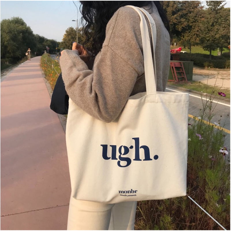 Korean Simple Ugh Canvas Tote Bag Cloud Printed Sarcastic Shoulder Bags for Women