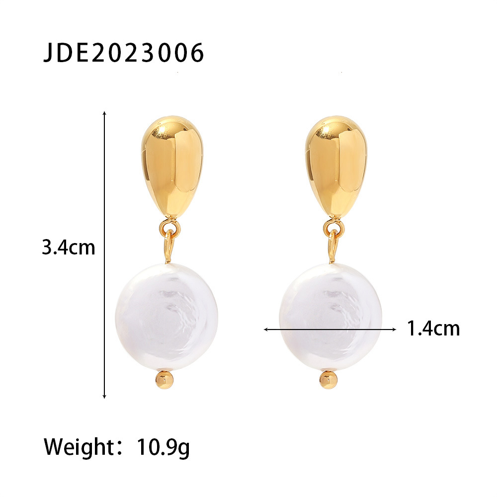 Stainless Steel Minimal Pearl Drop Earring Trendy Aesthetic Small Dangling Stud Earrings for Women - Image 2