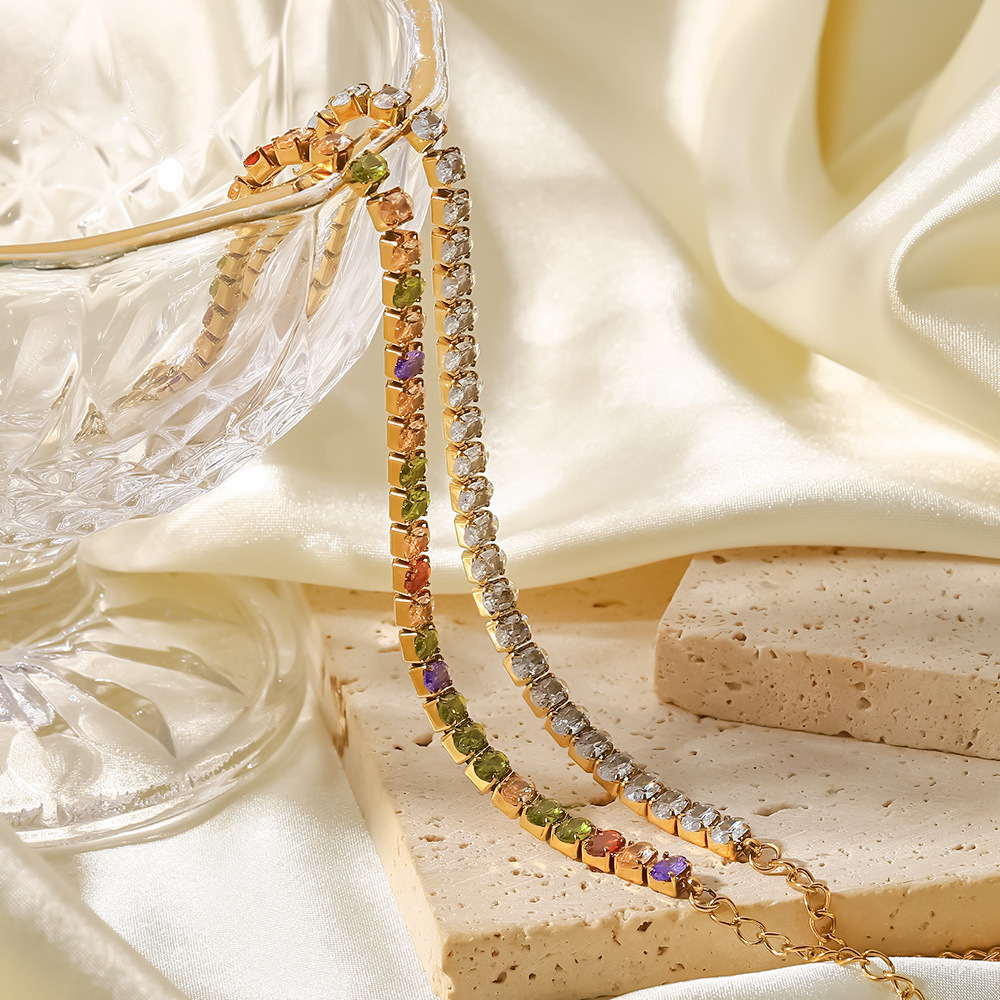 18K Gold Plated Zircon Tennis Bracelet Trendy AD Bracelets Aesthetic Hand Jwelery for Women - Image 2