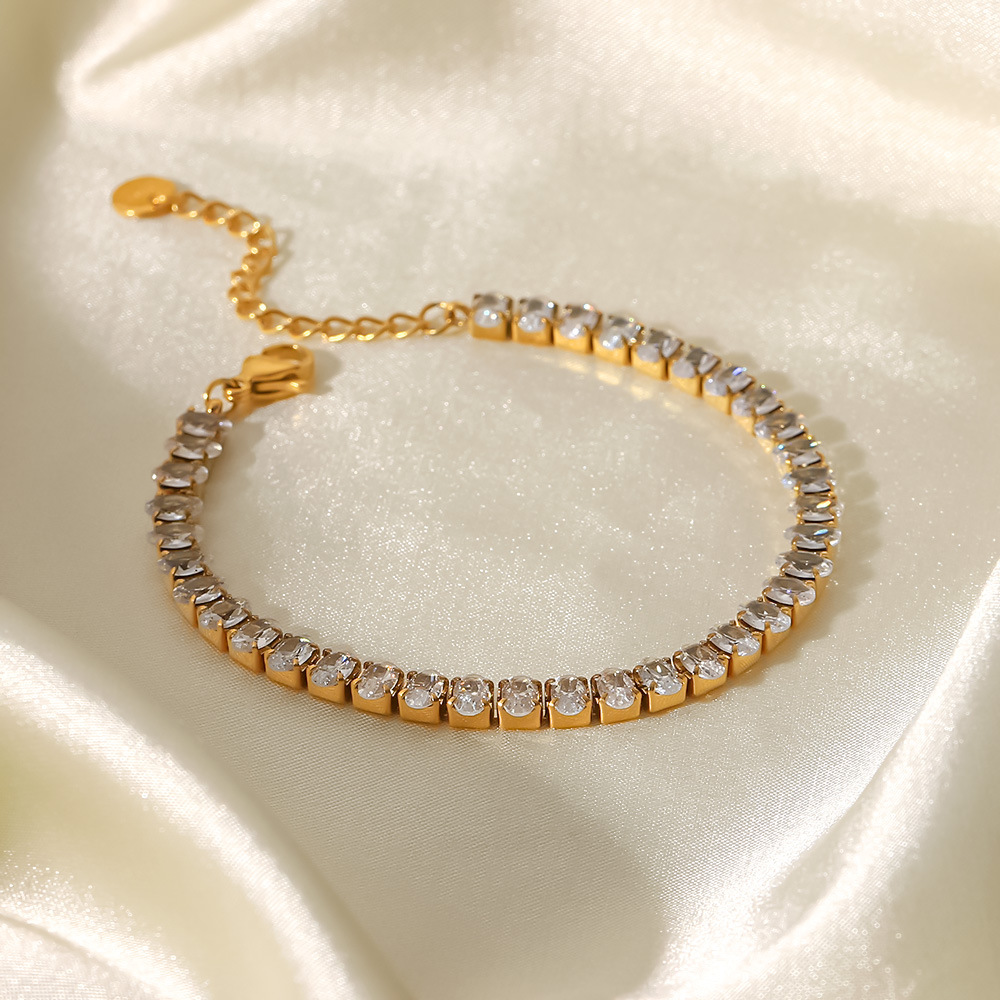 18K Gold Plated Zircon Tennis Bracelet Trendy AD Bracelets Aesthetic Hand Jwelery for Women - Image 3
