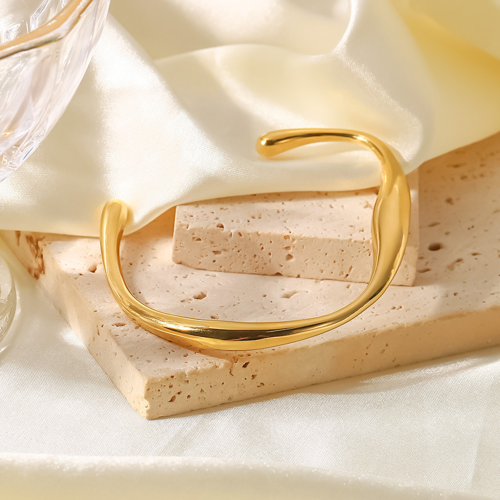 18k Gold Plated Retro Irregular Bracelet Trendy Minimal Dainty Aesthetic Hand Jwelery for Women - Image 5