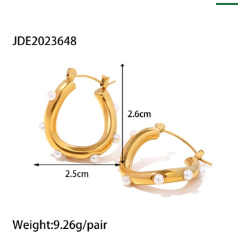 18k Gold Plated Twisted Hoops Inlaid Pearls Trendy Aesthetic Elegant Hoop Earrings for Women - Image 3