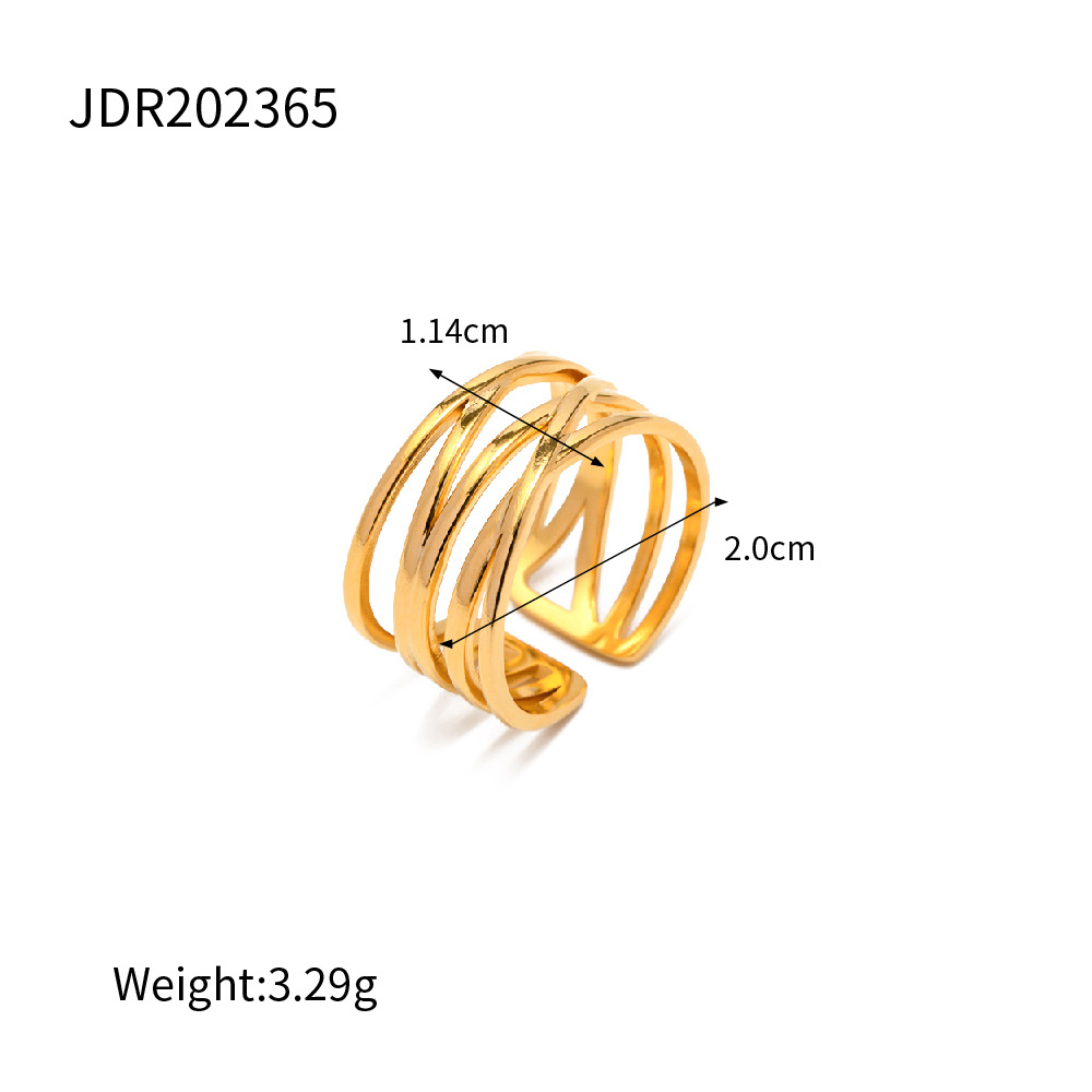 18K Gold Plated Intricate Ring Trendy Aesthetic Stainless Steel Adjustable Rings Hand Jwelery for Women - Image 5