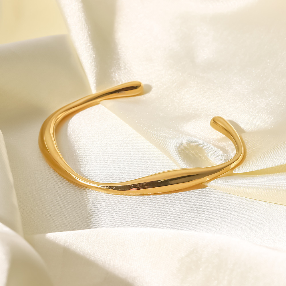 18k Gold Plated Retro Irregular Bracelet Trendy Minimal Dainty Aesthetic Hand Jwelery for Women - Image 3