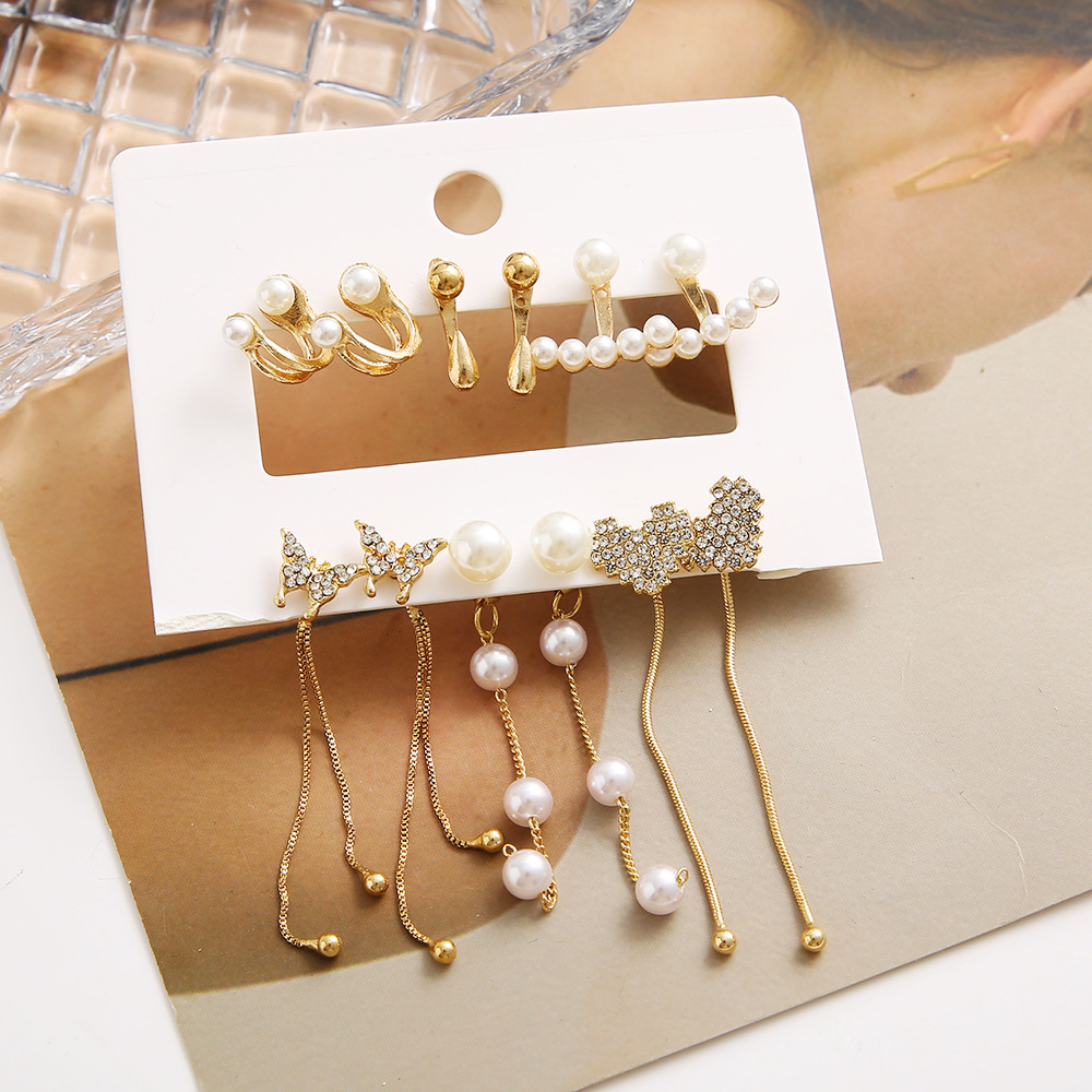 Cute Korean BTS Style Dainty Stud Earring Set Pack of 6 - Image 3