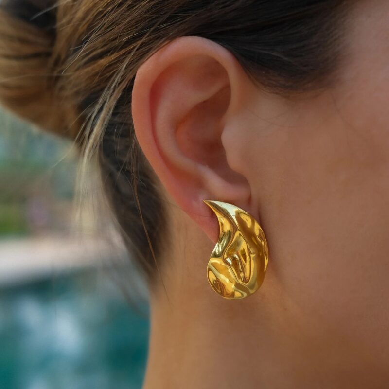 18K Gold Plated teardrop Earring Aesthetic Trendy Irregular Bottega Earrings for Women