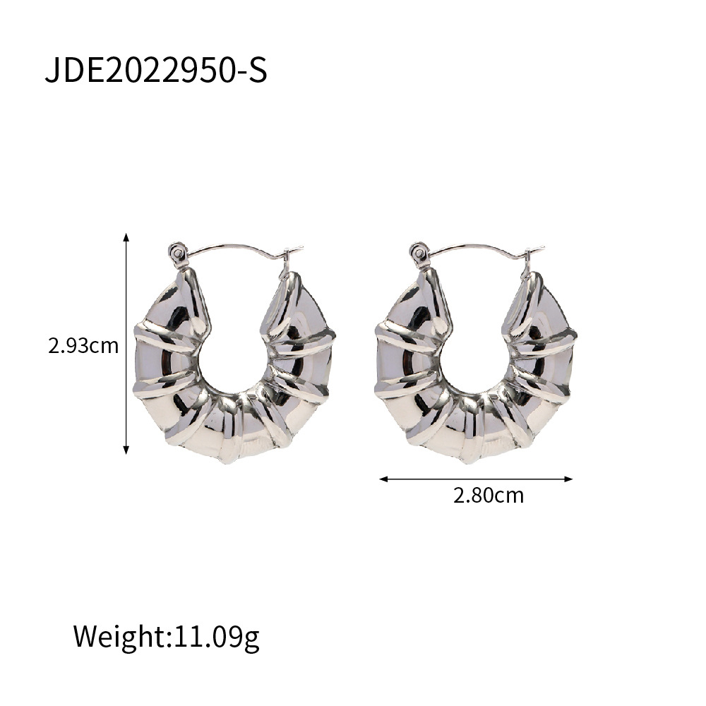 Stainless Steel Retro Hollow Hoops Trendy Aesthetic Chunky Winding Hoop Earrings for Women - Image 5