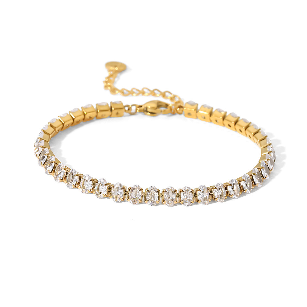 18K Gold Plated Zircon Tennis Bracelet Trendy AD Bracelets Aesthetic Hand Jwelery for Women - Image 4