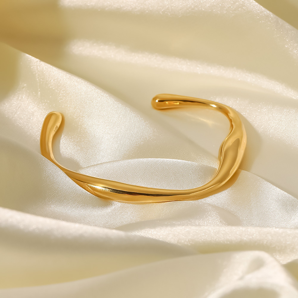 18k Gold Plated Retro Irregular Bracelet Trendy Minimal Dainty Aesthetic Hand Jwelery for Women - Image 7