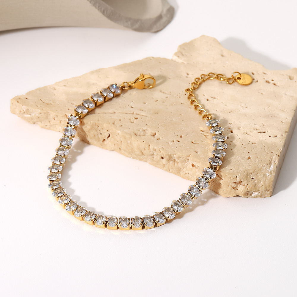 18K Gold Plated Zircon Tennis Bracelet Trendy AD Bracelets Aesthetic Hand Jwelery for Women