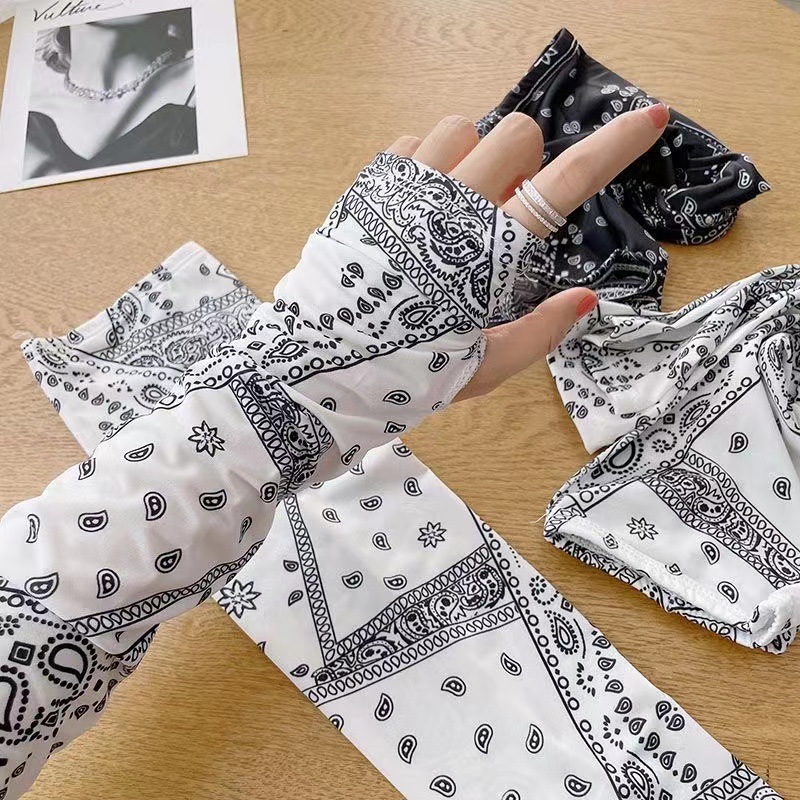 Bandana Style Tight Ice Sleeves Hiphop Thumb Hole Sun Protection Hand Cover Arm Protector