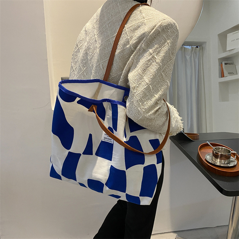 Retro Cow Printed Bag Big Canvas Tote Crossbody for Women - Image 5