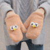 Fleesy Kawaii Plushy Mittens Goggly Eyes Gloves
